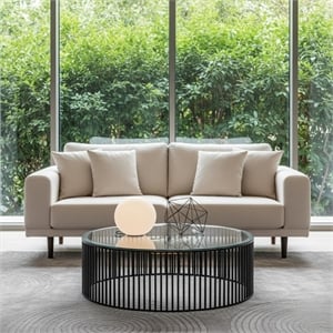 Afuera Living Fabric Sofa with Wooden Legs and 4-Zone Cushions in White