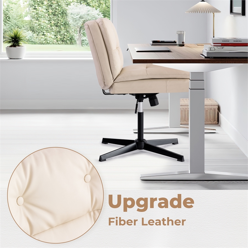 Afuera Living Armless Leather Swivel Office Chair with 5-Inch Adjustable Height