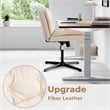 Afuera Living Armless Leather Swivel Office Chair with 5-Inch Adjustable Height