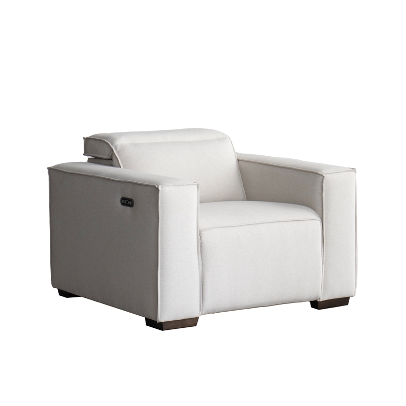 Afuera Living White Fabric Power Reclining Sofa with Integrated Headrest
