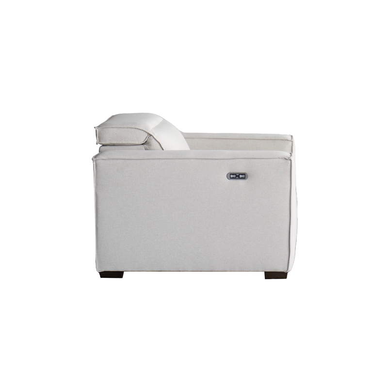 Afuera Living White Fabric Power Reclining Sofa with Integrated Headrest