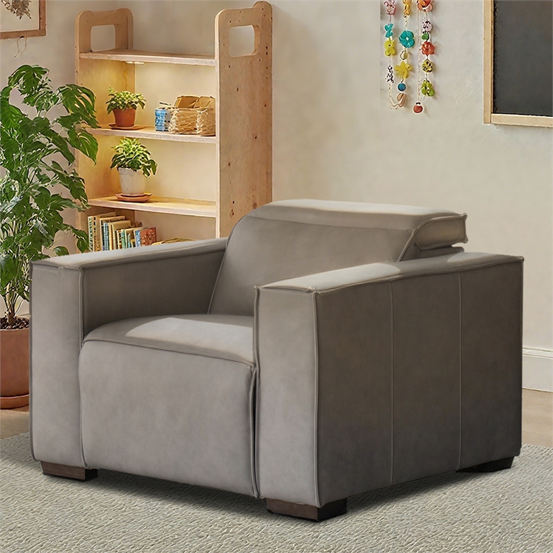 Afuera Living White Fabric Power Reclining Sofa with Integrated Headrest