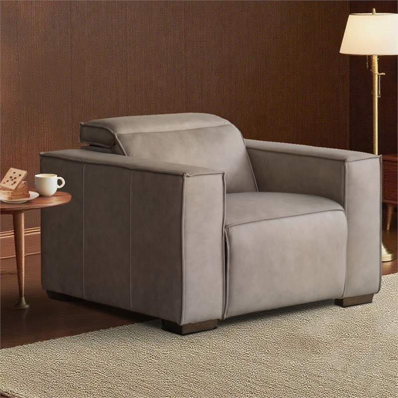 Afuera Living White Fabric Power Reclining Sofa with Integrated Headrest