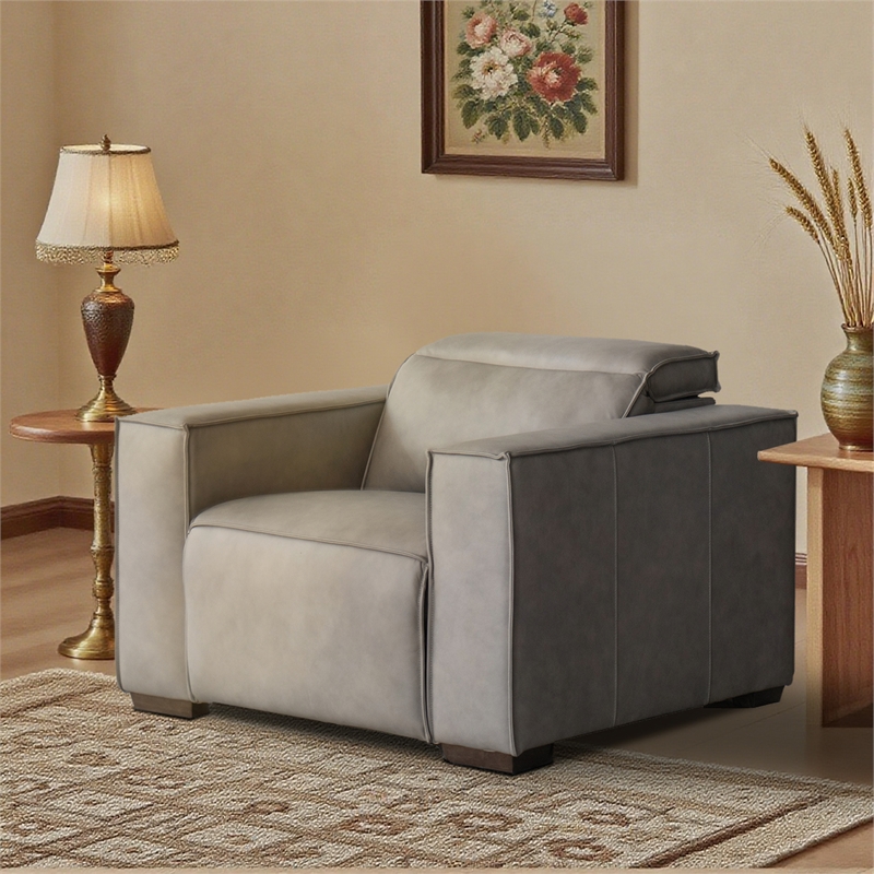Afuera Living White Fabric Power Reclining Sofa with Integrated Headrest