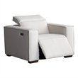 Afuera Living White Fabric Power Reclining Sofa with Integrated Headrest