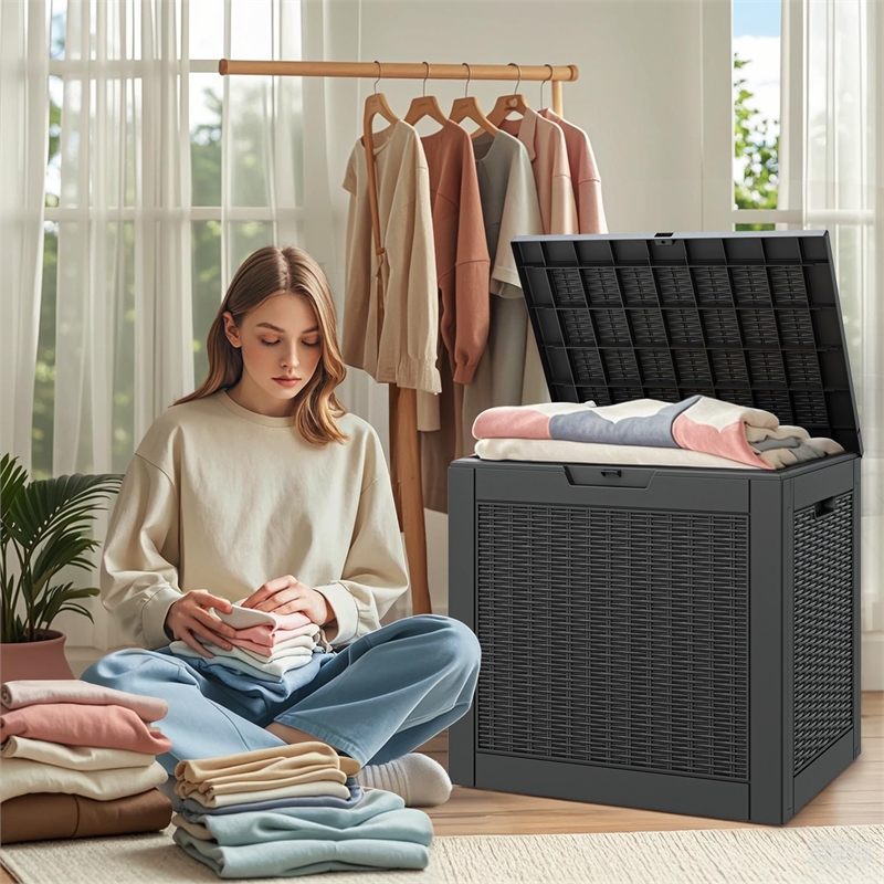 Afuera Living 30-Gallon Weatherproof Outdoor Storage Box in Black Resin