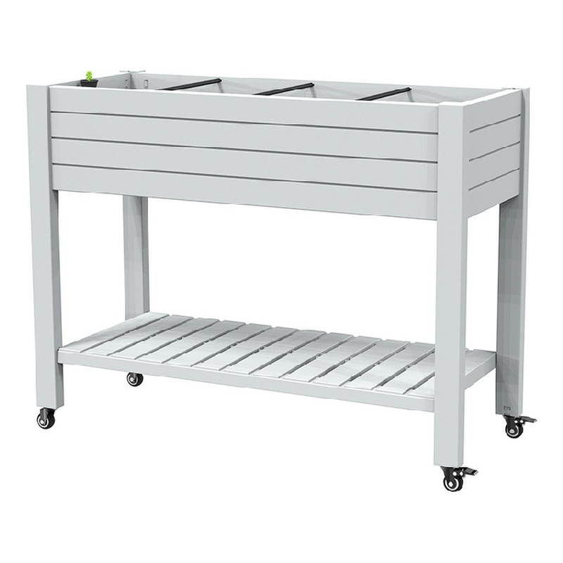 Afuera Living White Resin Planter Box on Wheels with 2 Lockable Brakes