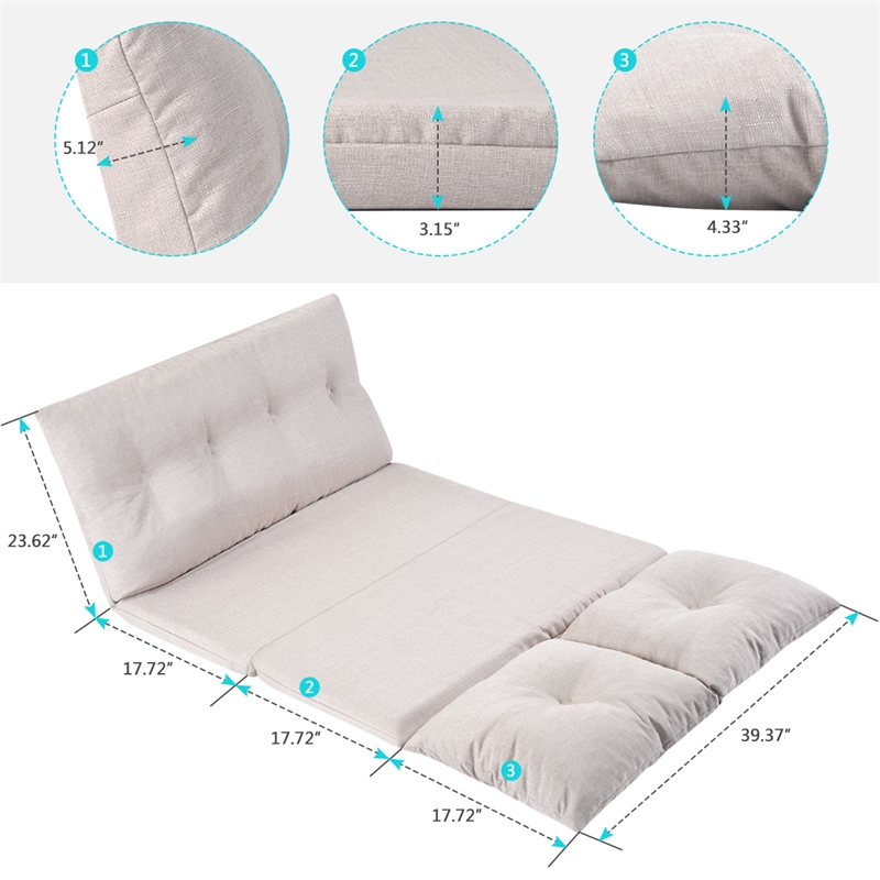 Afuera Living Adjustable 5-Level Folding Chaise Lounge 76.78Lx39.37W Inches