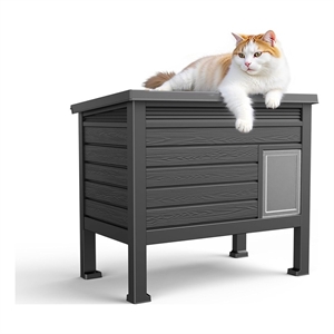 Afuera Living Elevated Resin Cat House 26.73Hx34.4Lx21.7W Inches