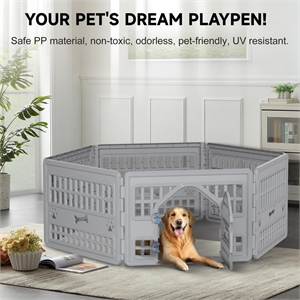 Afuera Living 6-Piece Resin Dog Playpen with Door 23.7Hx67.24W Inches
