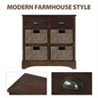 Afuera Living Acacia Wood Storage Cabinet with 2 Drawers & 4 Rattan Baskets