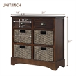 Afuera Living Acacia Wood Storage Cabinet with 2 Drawers & 4 Rattan Baskets