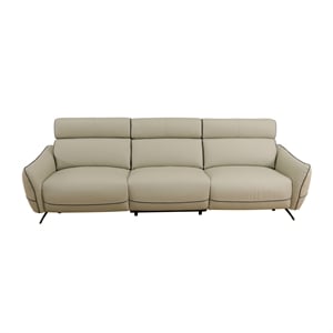Afuera Living Beige Top Grain Leather 3-Piece Recliner Sofa Set with USB