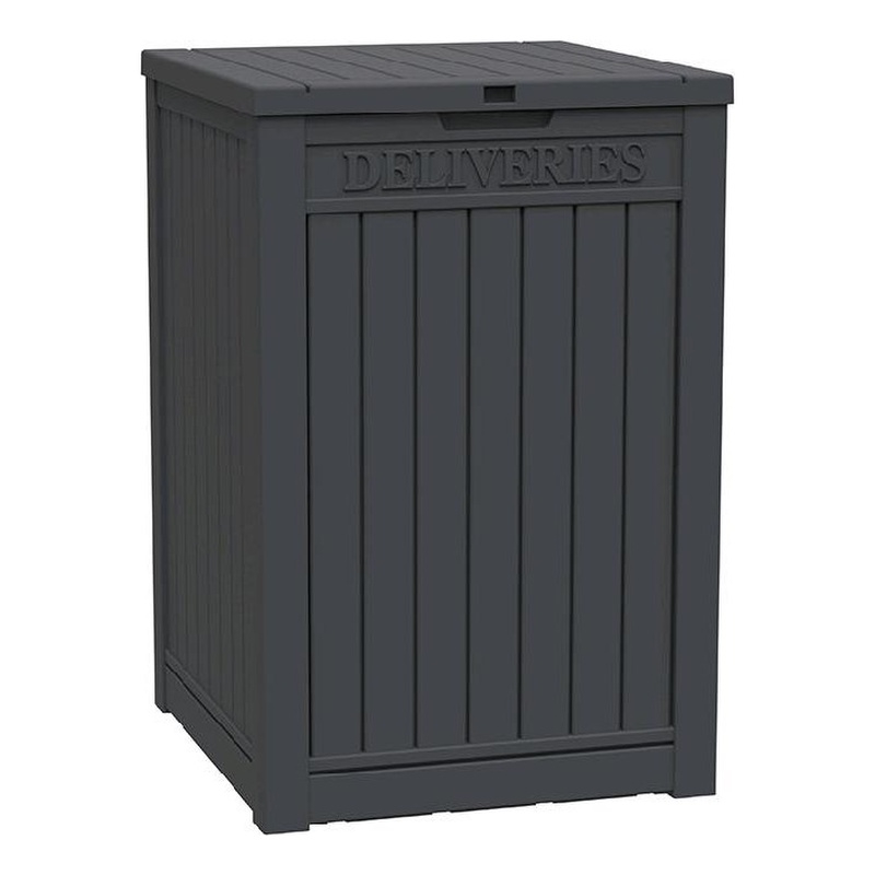 Afuera Living 48-Gallon Lockable Resin Delivery Box with Wood-Effect Panels