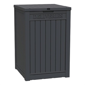 Afuera Living 48-Gallon Lockable Resin Delivery Box with Wood-Effect Panels