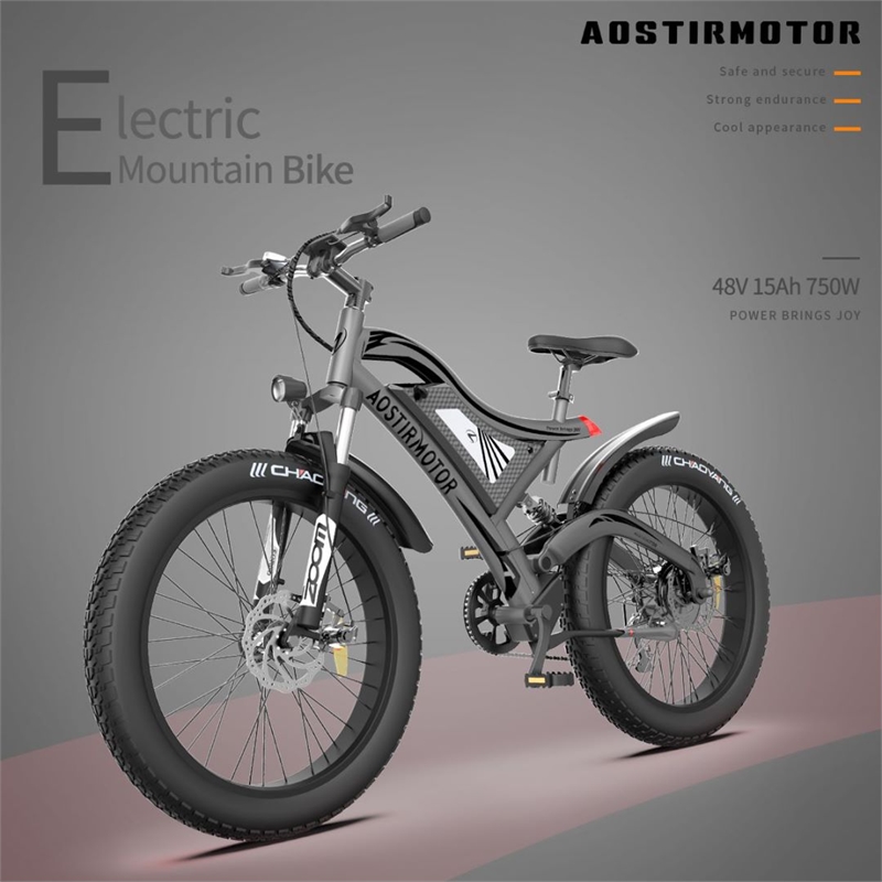 Afuera Living 26-Inch 750W Fat Tire Electric Bike 48V 15Ah 3 Riding Modes
