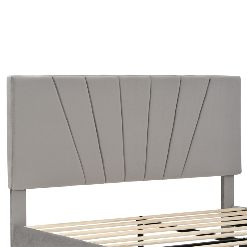 Afuera Living Queen Velvet Platform Bed with Storage Drawer 500 lbs Capacity