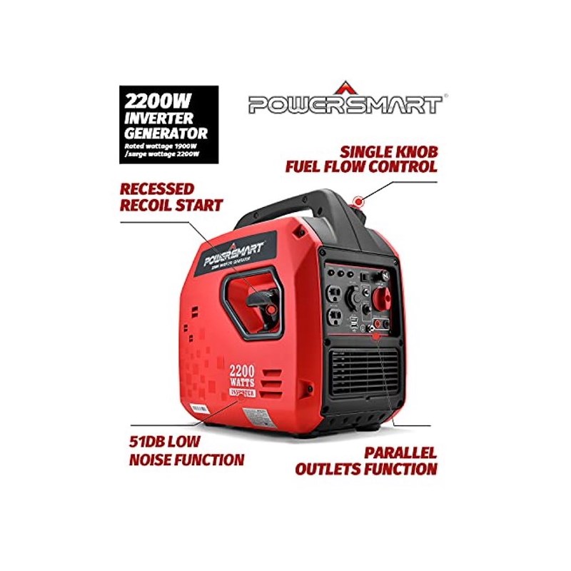 Afuera Living 2200W Portable Inverter Generator 58 dBA with Parallel Ready