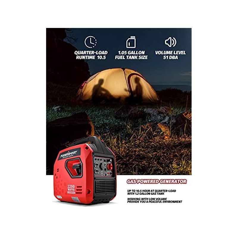 Afuera Living 2200W Portable Inverter Generator 58 dBA with Parallel Ready