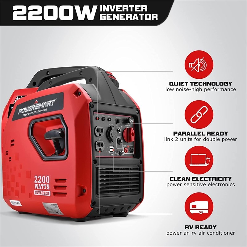 Afuera Living 2200W Portable Inverter Generator 58 dBA with Parallel Ready