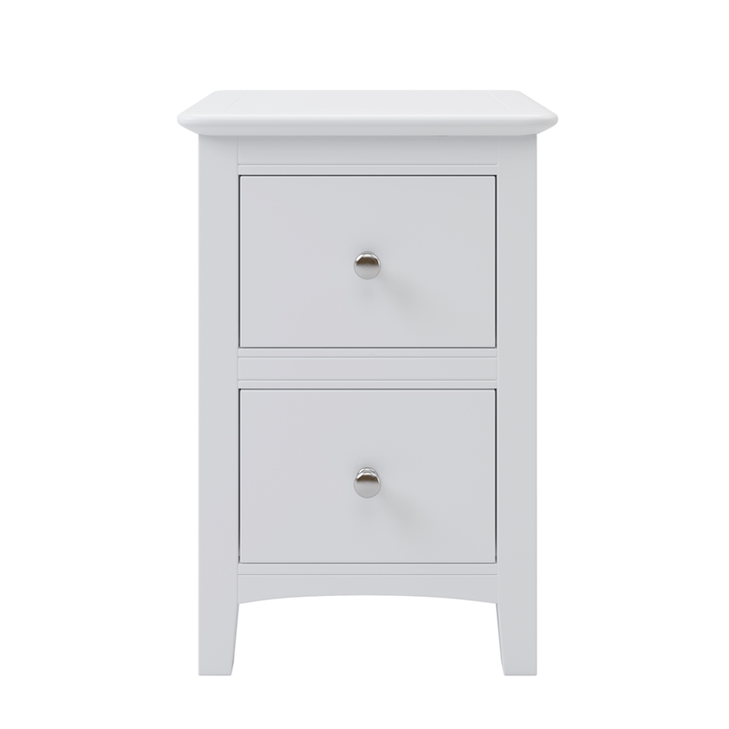 Afuera Living 2-Drawer Solid Pine Wood Nightstand with Metal Rails in White