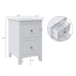 Afuera Living 2-Drawer Solid Pine Wood Nightstand with Metal Rails in White