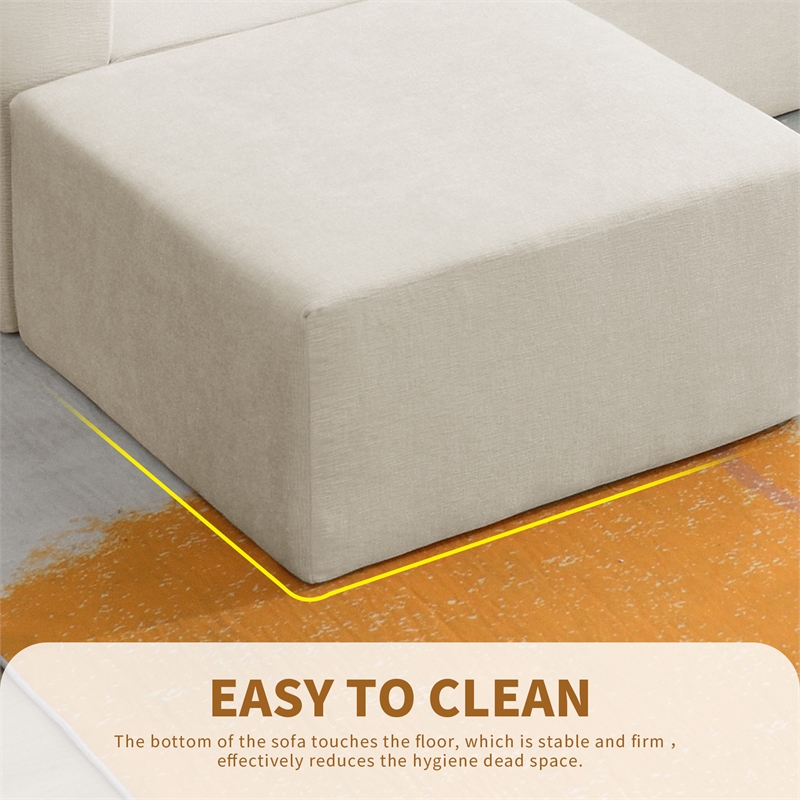 Afuera Living White Chenille U-Shaped Modular Floor Sofa - No Assembly Required