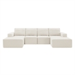 Afuera Living White Chenille U-Shaped Modular Floor Sofa - No Assembly Required