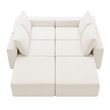 Afuera Living White Chenille U-Shaped Modular Floor Sofa - No Assembly Required
