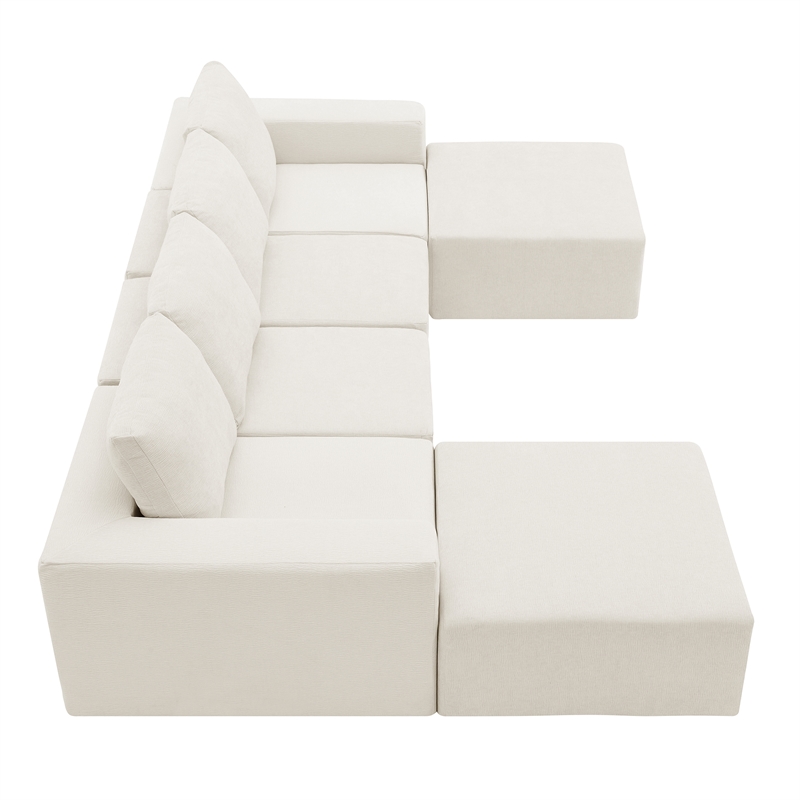 Afuera Living White Chenille U-Shaped Modular Floor Sofa - No Assembly Required