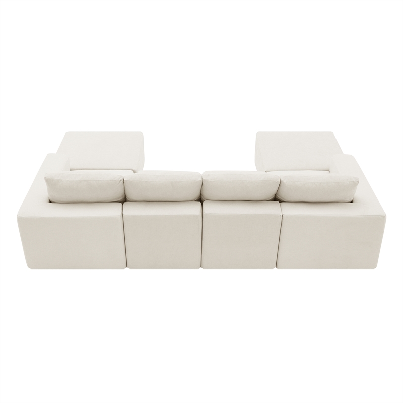 Afuera Living White Chenille U-Shaped Modular Floor Sofa - No Assembly Required