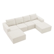 Afuera Living White Chenille U-Shaped Modular Floor Sofa - No Assembly Required