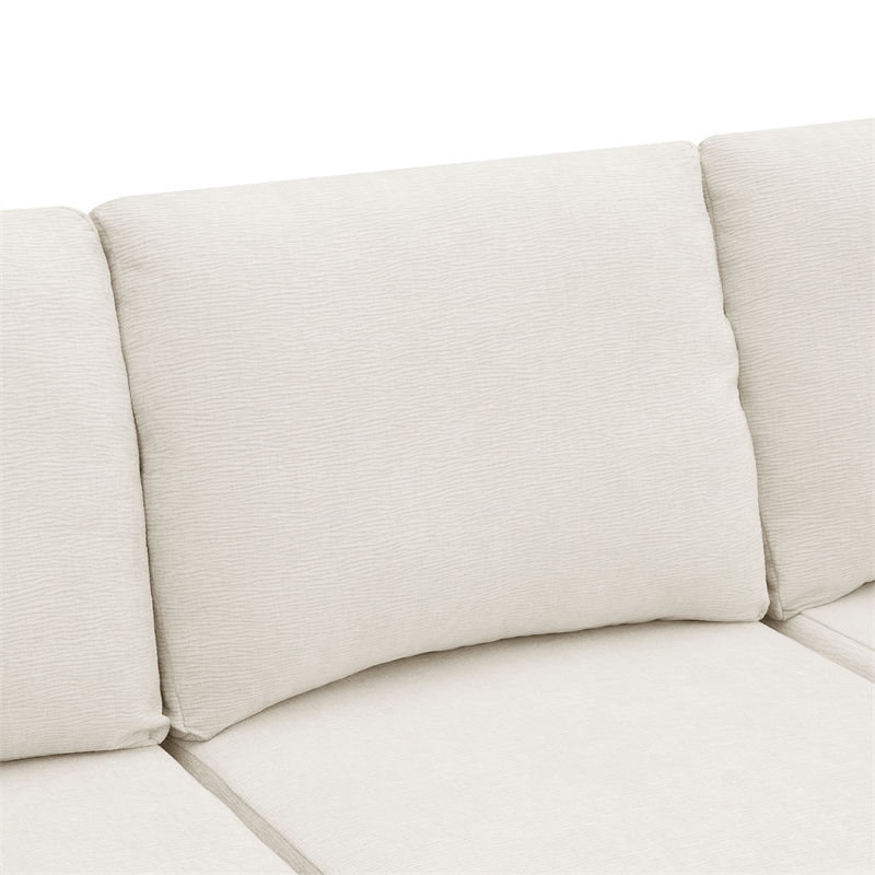 Afuera Living White Chenille U-Shaped Modular Floor Sofa - No Assembly Required