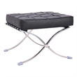 Afuera Living Tufted Genuine Leather Ottoman with Stainless Steel X-Base