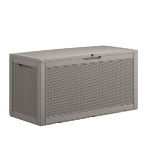 Afuera Living 100-Gallon Resin Outdoor Storage Box w/ Rattan Effect & Gas Spring