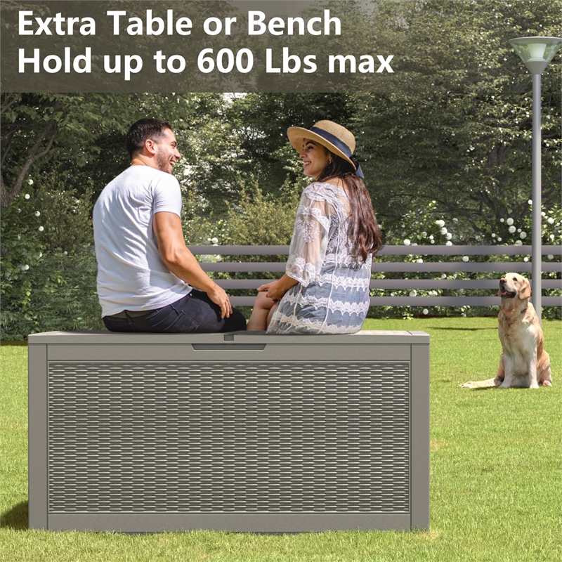 Afuera Living 100-Gallon Resin Outdoor Storage Box w/ Rattan Effect & Gas Spring