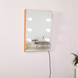 Afuera Living Wall-Mounted Lighted Mirror with 6 Dimmable Bulbs & 5 mm Lens