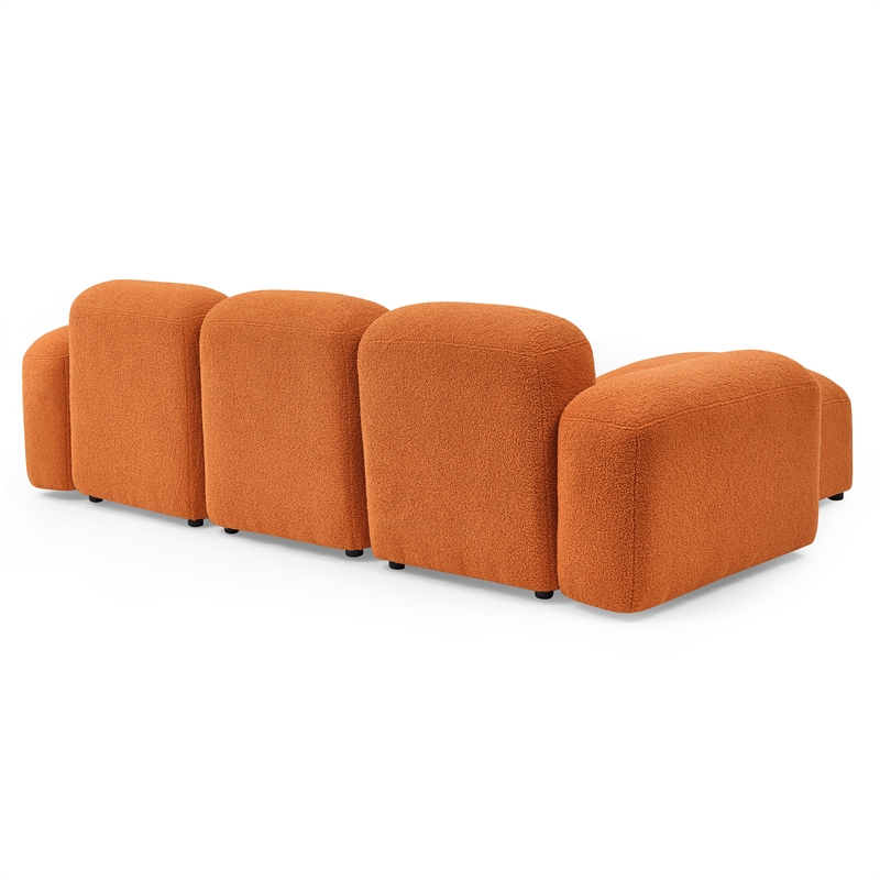 Afuera Living Orange Teddy Fabric L-Shape DIY Modular Sectional Sofa
