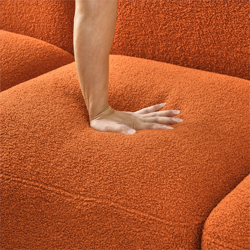 Afuera Living Orange Teddy Fabric L-Shape DIY Modular Sectional Sofa