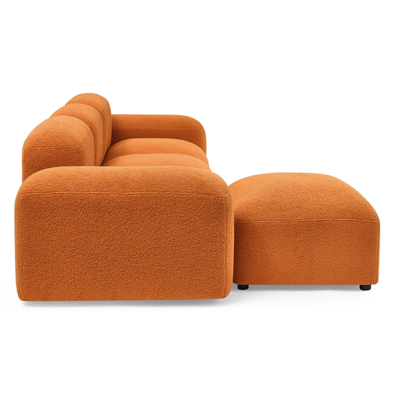 Afuera Living Orange Teddy Fabric L-Shape DIY Modular Sectional Sofa