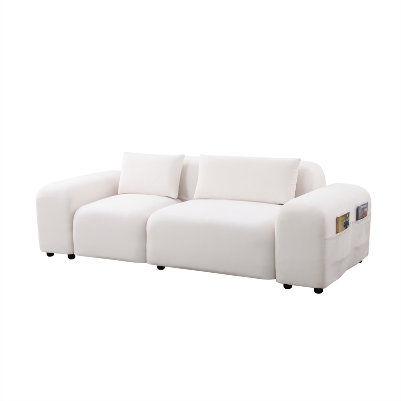 Afuera Living Beige White Lint Sofa Set with Storage Bag & Ergonomic Backrest