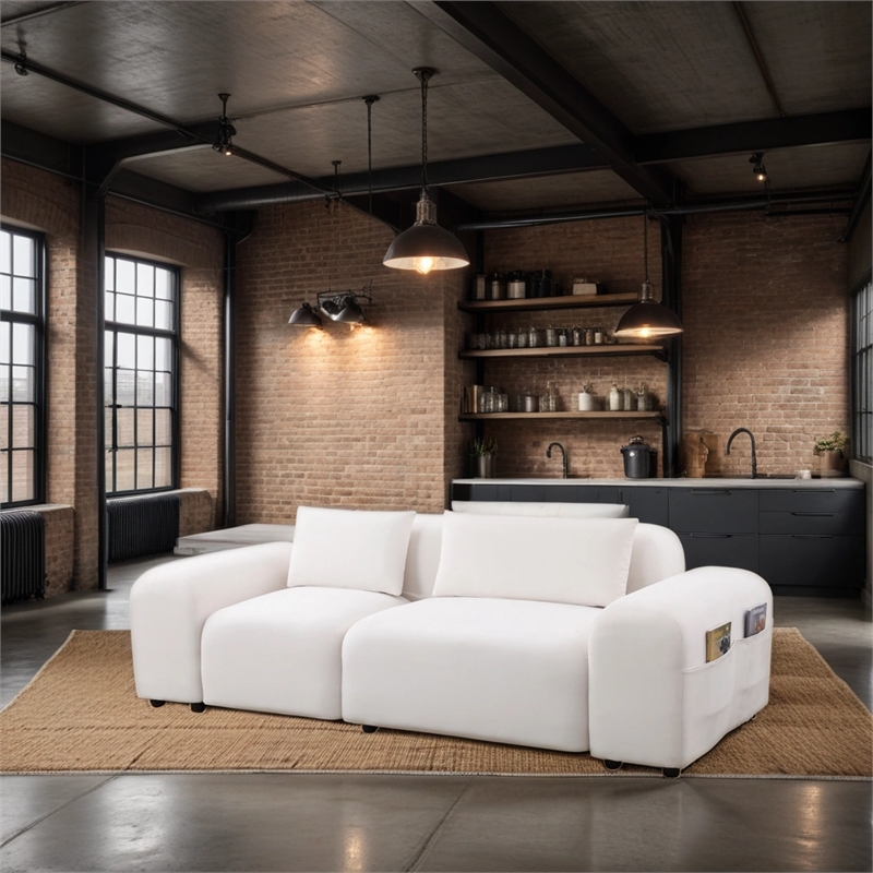 Afuera Living Beige White Lint Sofa Set with Storage Bag & Ergonomic Backrest