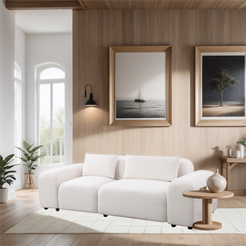 Afuera Living Beige White Lint Sofa Set with Storage Bag & Ergonomic Backrest