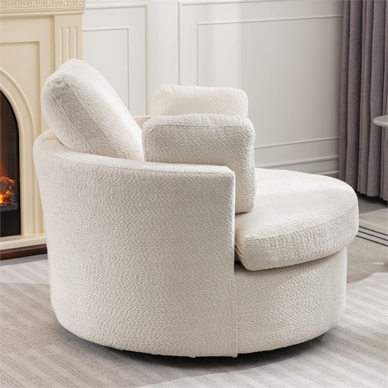 Afuera Living Extra Large Circular Chenille Swivel Chair 450 lbs Capacity