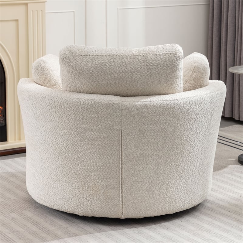 Afuera Living Extra Large Circular Chenille Swivel Chair 450 lbs Capacity