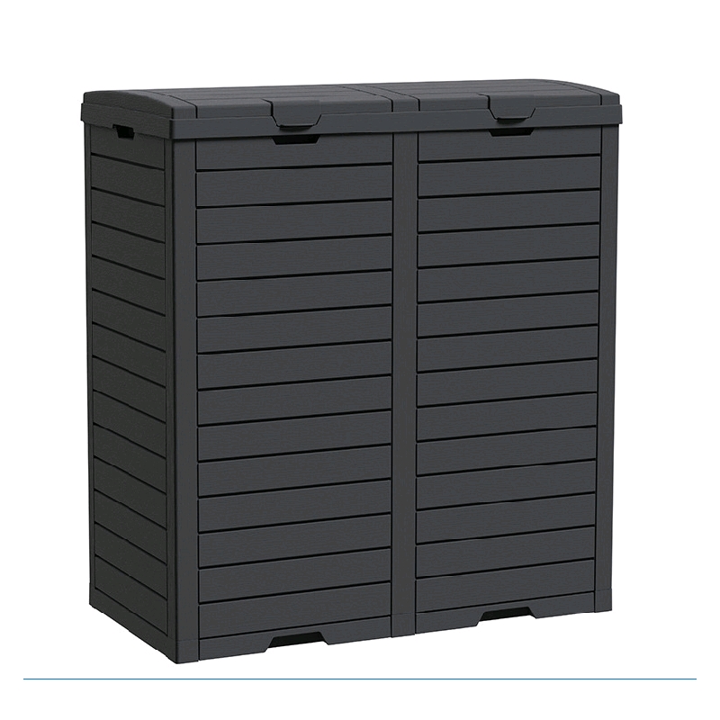 Afuera Living Black Resin Double-Compartment Trash Cans with Weighted Base