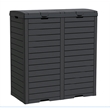 Afuera Living Black Resin Double-Compartment Trash Cans with Weighted Base