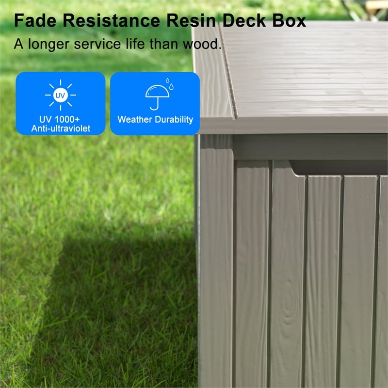 Afuera Living 150-Gallon Light Coffee PP Outdoor Storage Box with Lock