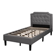Afuera Living Twin Scalloped Linen Platform Bed with Button-Tufted Headboard