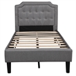 Afuera Living Twin Scalloped Linen Platform Bed with Button-Tufted Headboard